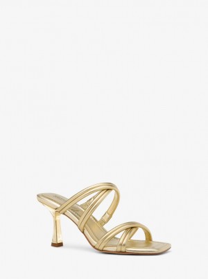 Sandale Dama Michael Kors Corrine Metallic Leather Sandal Aurii | 01YONLHUM