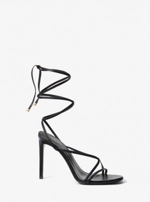 Sandale Dama Michael Kors Dahlia Leather Lace-Up Sandal Negrii | 89TIZVKQR