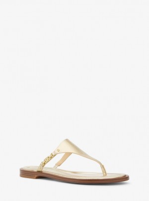 Sandale Dama Michael Kors Daniella Metallic Leather Sandal Aurii | 23WQRYMJV