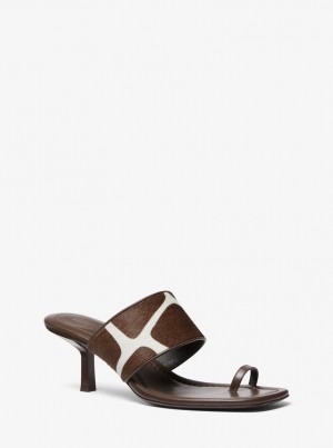 Sandale Dama Michael Kors Dionne Giraffe Print Calf Hair Sandal Maro Albi | 73RKMXZQV