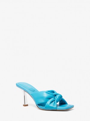 Sandale Dama Michael Kors Elena Leather Sandal Albastri | 87XEJFOIS