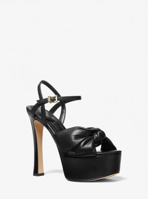 Sandale Dama Michael Kors Elena Leather Platform Sandal Negrii | 53WZRVDPA