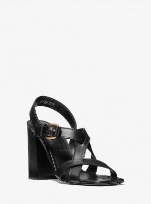 Sandale Dama Michael Kors Gladys Leather Sandal Negrii | 27PQHDLKC