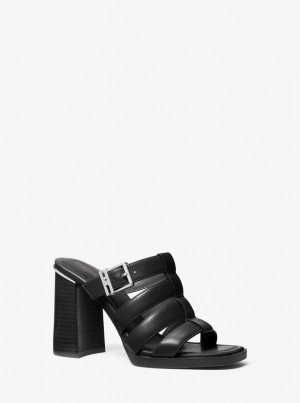 Sandale Dama Michael Kors Jagger Leather Mule Negrii | 70URMJNTB