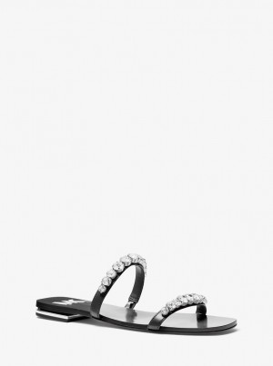 Sandale Dama Michael Kors Jessa Embellished Sandal Negrii | 64OZPASXN