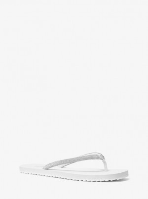 Sandale Dama Michael Kors Jinx Crystal-Embellished Flip Flop Albi | 50SNQTZGL