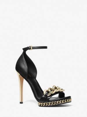 Sandale Dama Michael Kors Jordyn Embellished Leather Platform Sandal Negrii | 72NSRBMPT