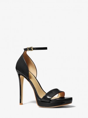 Sandale Dama Michael Kors Jordyn Patent Leather Platform Sandal Negrii | 63CNGKYOS