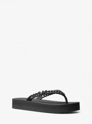Sandale Dama Michael Kors Zaza Platform Flip Flop Negrii | 86KBVYJEU