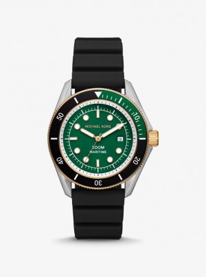 Silicone Barbati Michael Kors Oversized Maritime Silicone Watch Negrii | 24CYZJLOK