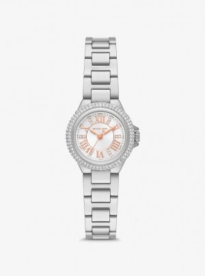 Silver-tone Dama Michael Kors Mini Camille Pave Silver-Tone Watch Argintii | 02VKDMIPQ