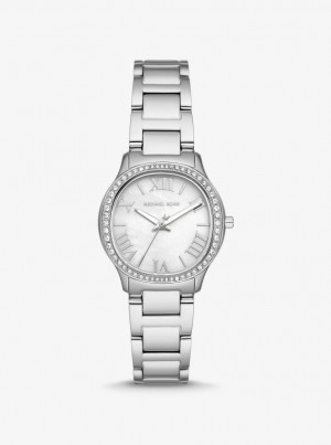 Silver-tone Dama Michael Kors Mini Sage Pave Silver-Tone Watch Argintii | 34LIBPAGV