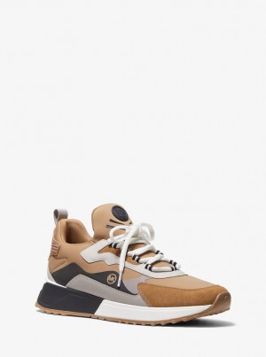 Tenisi Barbati Michael Kors Theo Sport Mixed-Media Trainer Husk | 42RPYFKAT
