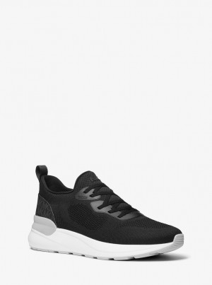 Tenisi Barbati Michael Kors Trevor Stretch Knit Slip-On Trainer Negrii | 30HRKWJXB