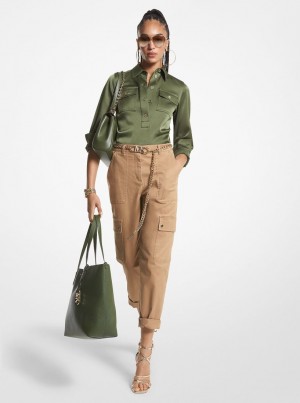 Topuri Dama Michael Kors Satin Shirt Jade | 02BULWGKX