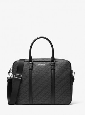 Totes Barbati Michael Kors Hudson Logo Briefcase Negrii | 62PAEMOLZ
