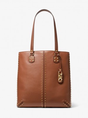 Totes Dama Michael Kors Astor Large Studded Leather Tote Bag Luggage | 35MFAZWUQ