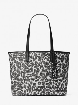 Totes Dama Michael Kors Eliza Extra-Large Leopard Logo Tote Bag Negrii | 60WZVLTOJ