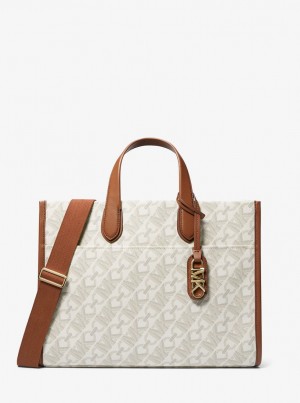 Totes Dama Michael Kors Gigi Large Empire Signature Logo Tote Bag Galbeni Deschis | 63MNOZWRU