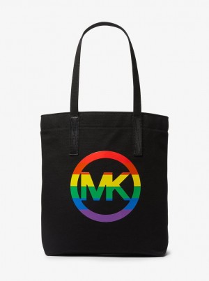 Totes Dama Michael Kors PRIDE Rainbow Logo Cotton Tote Bag Negrii | 64TKDUINC