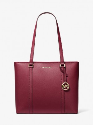 Totes Dama Michael Kors Sady Medium Saffiano Leather Tote Bag Berry | 13CFEOXRP