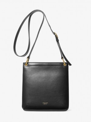 Totes Dama Michael Kors Tate Small Leather Messenger Bag Negrii | 07TCJOSQR