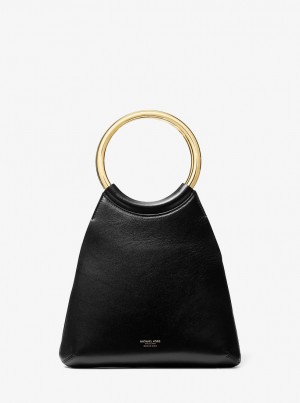 Totes Dama Michael Kors Ursula Small Leather Ring Tote Bag Negrii | 92GBZCKLF