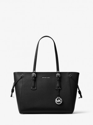 Totes Dama Michael Kors Voyager Medium Crossgrain Leather Tote Bag Negrii | 65FIQZRKE