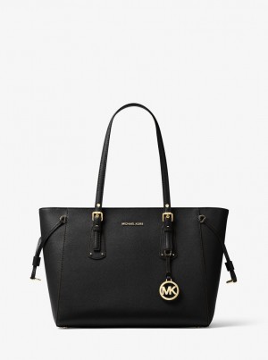 Totes Dama Michael Kors Voyager Medium Crossgrain Leather Tote Bag Negrii | 17YORVJZA