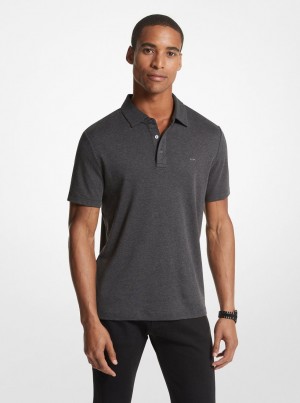 Tricouri Barbati Michael Kors Embroidered Logo Cotton Polo Shirt Gri | 18SCYOWGJ