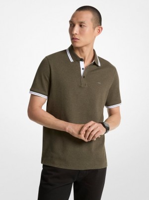 Tricouri Barbati Michael Kors Greenwich Cotton Polo Shirt Verzi Inchis | 90QKELANG