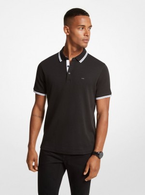 Tricouri Barbati Michael Kors Greenwich Cotton Polo Shirt Negrii | 20GFVQDPB