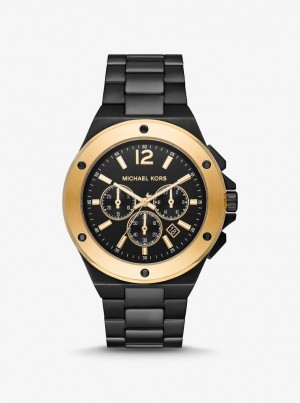 Two-tone Barbati Michael Kors Oversized Lennox Two-Tone Watch Negrii | 90YQIVKBS