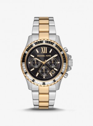 Two-tone Dama Michael Kors Oversized Everest Pave Two-Tone Watch Two Tone | 57RASGPOK