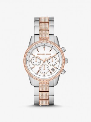 Two-tone Dama Michael Kors Ritz Pave Two-Tone Watch Two Tone | 64EFZYLOD