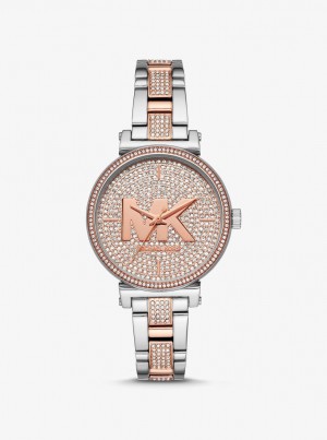 Two-tone Dama Michael Kors Sofie Pave Two-Tone Logo Watch Two Tone | 87GYSWPMT