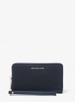 Wristlet Dama Michael Kors Jet Set Large Nylon Smartphone Wristlet Bleumarin | 81IVEDCLX